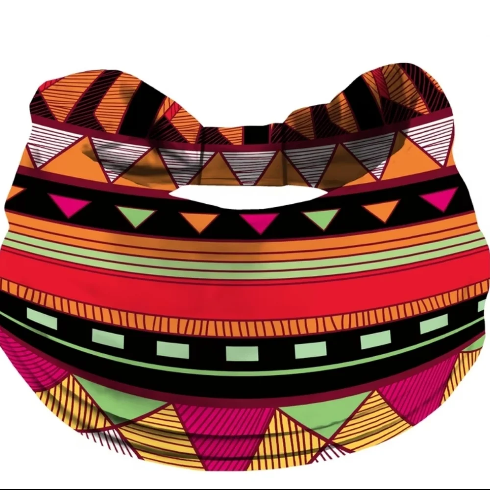 Boho Geometric Print Headband, Wide, Polyester Knit